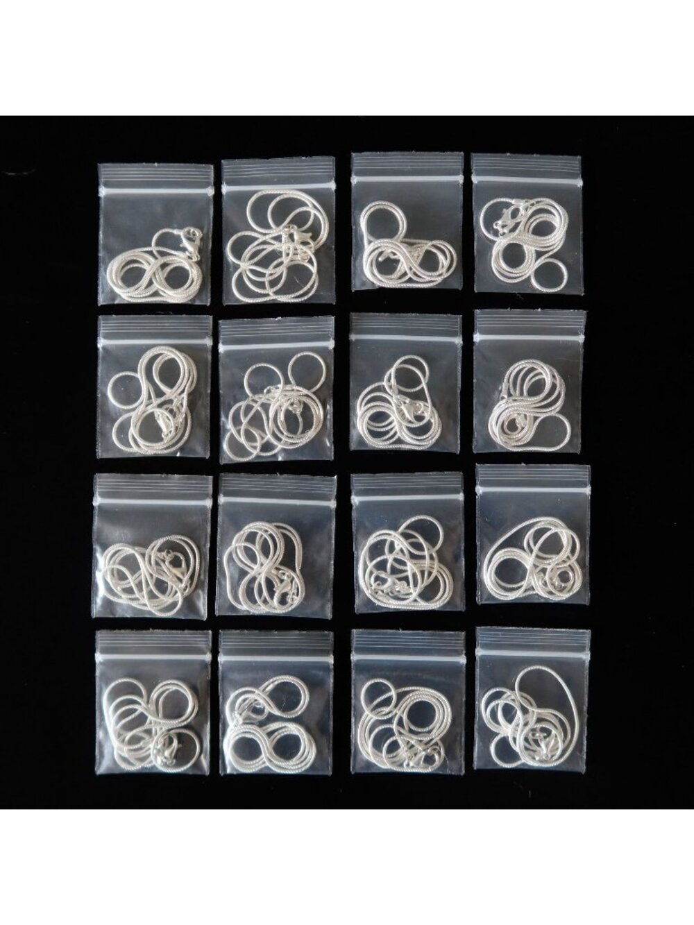 Silver Plated Chain Bulk Lot of 16 Snake Necklace Bulk Jewelry Making Bundle
